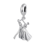 Pendentif couple dansant en argent sterling S925 oxydé