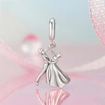 Pendentif couple dansant en argent sterling S925 oxydé