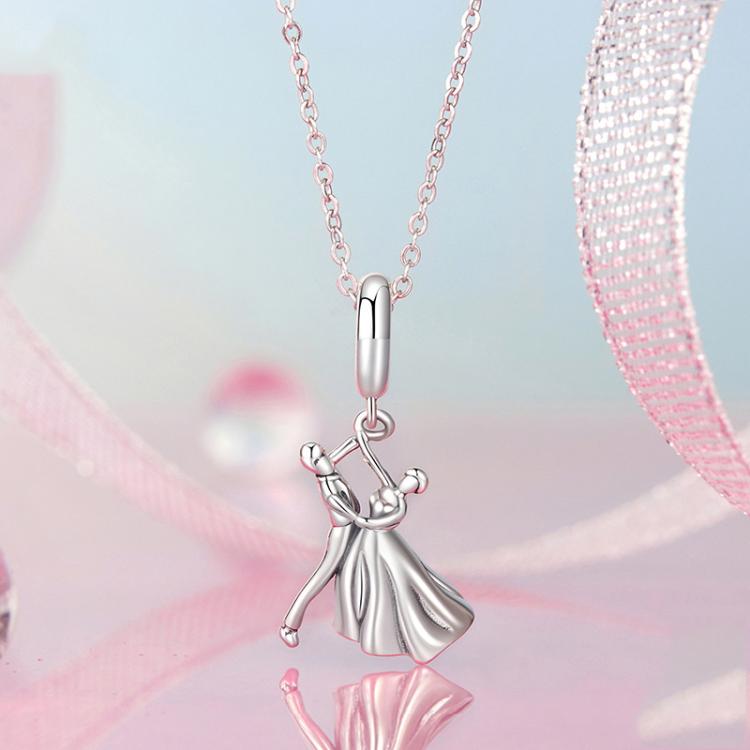 Pendentif couple dansant en argent sterling S925 oxydé