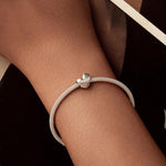 Perles de bracelet cœur brillantes en argent sterling S925