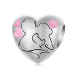 S925 Argent Sterling Goutte d'Huile Couple Baiser Amour Perles