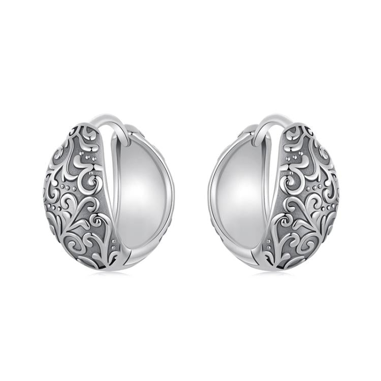Boucles d'oreilles en argent sterling S925 à motif oxydé