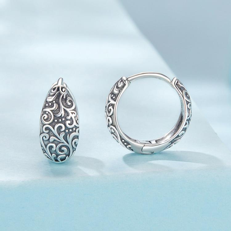 Boucles d'oreilles en argent sterling S925 à motif oxydé