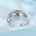 Bague ouverte ajustable en argent sterling 925 oxydé à motif rétro