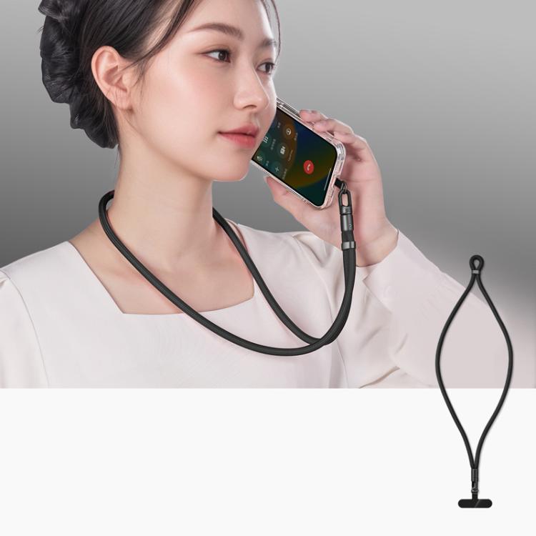 Cordon de téléphone réglable avec conception anti-emmêlement auto-bloquante rotative à 360 degrés et clip en TPU, tour de cou noir, tour de cou orange, tour de cou vert, bandoulière noire, bandoulière orange, bandoulière verte