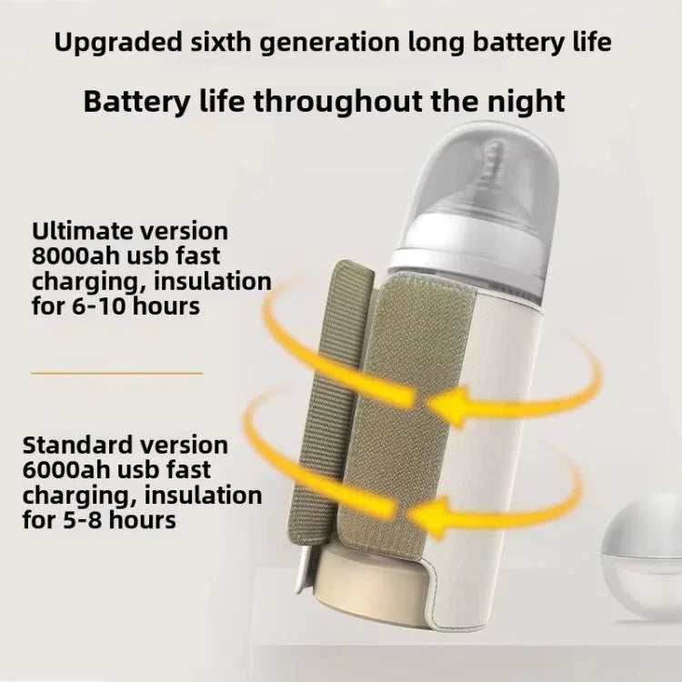 Chauffe-biberon sans fil 18W, 6 températures réglables, couvercle isotherme pour lait maternel et préparations, 6000mAh, 8000mAh, 10000mAh