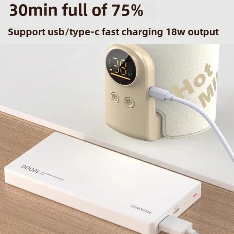 Chauffe-biberon sans fil 18W, 6 températures réglables, couvercle isotherme pour lait maternel et préparations, 6000mAh, 8000mAh, 10000mAh