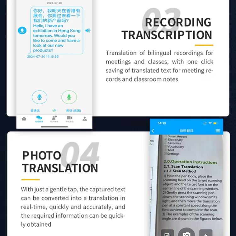 Mini traducteur multilingue Traduction vocale en temps réel en texte pour voyage, affaires et chat instantané, version basique, version améliorée