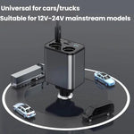 120W 1 To 2 Retractable USB Car Fast Charging Charger With Cigarette Lighter