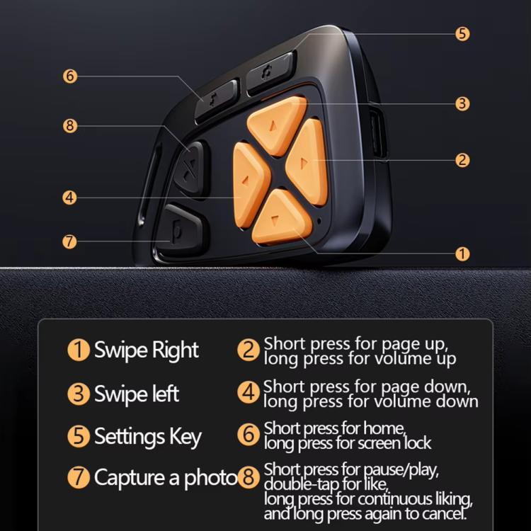 Télécommande sans fil Bluetooth pour smartphone, déclencheur d'appareil photo, tourneur de page de livre électronique, likes TikTok Shorts