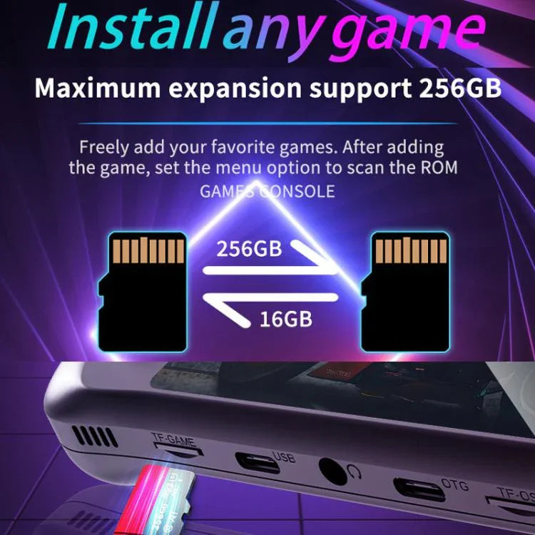 Console de jeux rétro PSP H36S avec écran IPS HD de 3,5 pouces, système Linux, console de jeux vidéo portable GBA, 64 Go, 128 Go