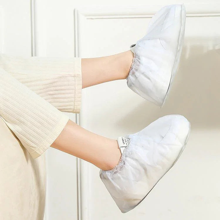 Couvre-chaussures jetables imperméables en PVC d'extérieur, blanc coupe basse, blanc coupe moyenne