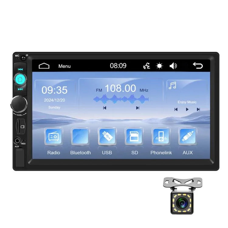 Lecteur MP5 filaire Carplay de 7 pouces avec deux boutons, Bluetooth, grand écran, contrôle central de voiture, standard, standard+caméra 12 lumières