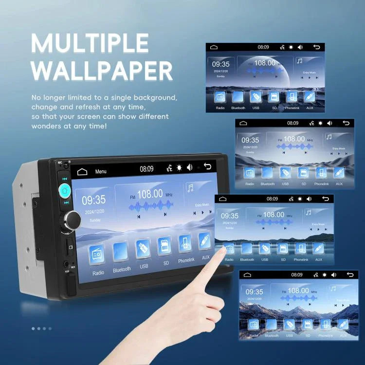 Lecteur MP5 filaire Carplay de 7 pouces avec deux boutons, Bluetooth, grand écran, contrôle central de voiture, standard, standard+caméra 12 lumières