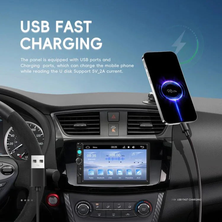 Lecteur MP5 filaire Carplay de 7 pouces avec deux boutons, Bluetooth, grand écran, contrôle central de voiture, standard, standard+caméra 12 lumières