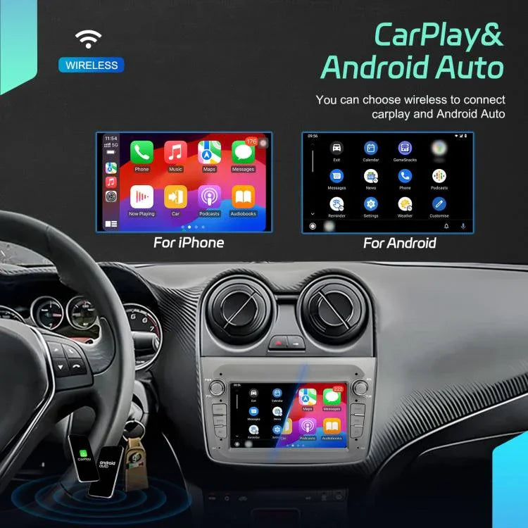 Pour Alfa Romeo MITO 2008-2016 Écran horizontal de 7 pouces Android 15 Carplay Machine intégrée de contrôle central de voiture, 4+64G, 2+64G