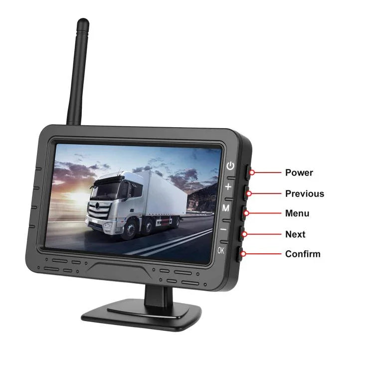 Écran de recul numérique sans fil HD de 4,3 pouces 1-en-1 pour console centrale de voiture, avec support de plaque d'immatriculation longue Amérique du Nord, avec support de plaque d'immatriculation courte Europe