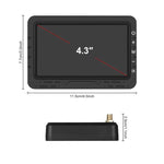 Écran de recul numérique sans fil HD de 4,3 pouces 1-en-1 pour console centrale de voiture, avec support de plaque d'immatriculation longue Amérique du Nord, avec support de plaque d'immatriculation courte Europe