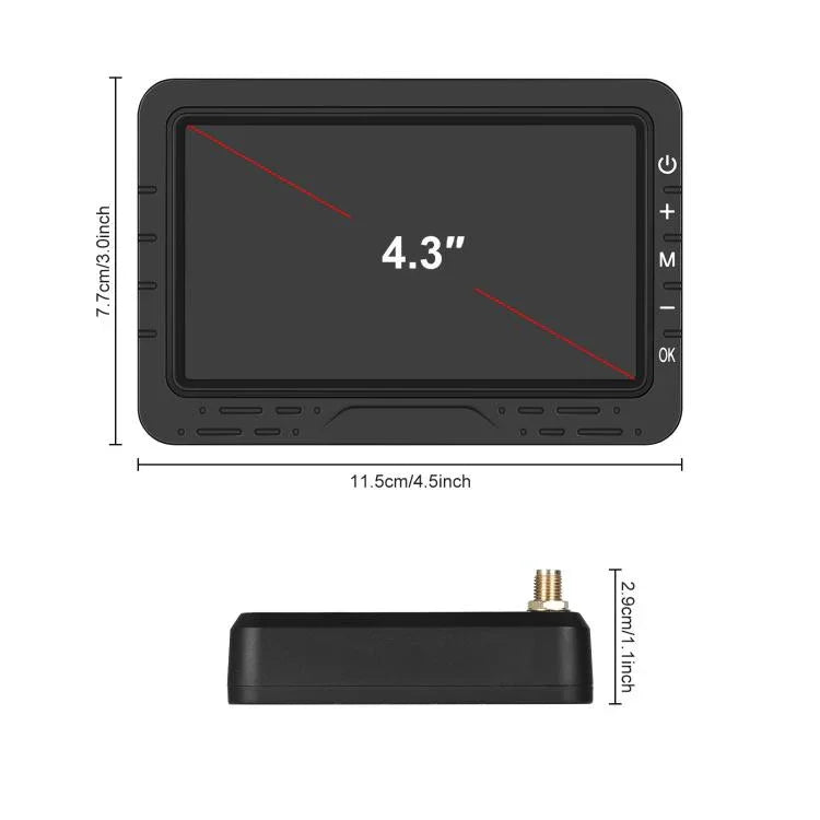 Écran de recul numérique sans fil HD de 4,3 pouces 1-en-1 pour console centrale de voiture, avec support de plaque d'immatriculation longue Amérique du Nord, avec support de plaque d'immatriculation courte Europe