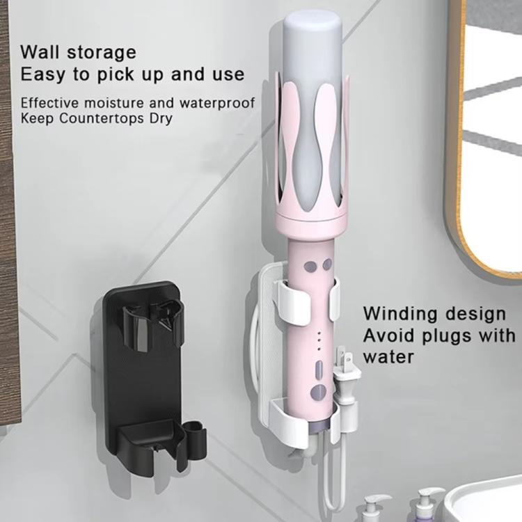 Support mural pour fer à friser avec pinces réglables et enrouleur de cordon intégré