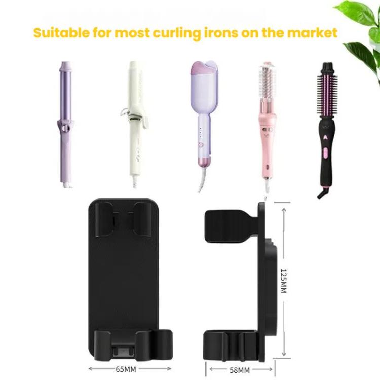 Support mural pour fer à friser avec pinces réglables et enrouleur de cordon intégré