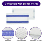 Lot de 3 tampons de nettoyage jetables pour Swiffer WetJet, usage intensif, multi-surfaces, sans traces, nettoyage rapide, blanc