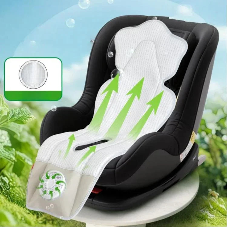 Coussin de siège de poussette rafraîchissant alimenté par USB avec ventilateur 3 vitesses réglables