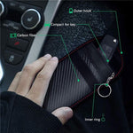 Étui anti-RFID en fibre de carbone pour clés de voiture, cartes de crédit et appareils électroniques, Ligne rouge moyenne, Ligne verte moyenne, Ligne noire petite