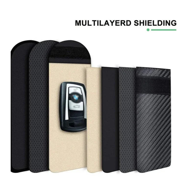 Étui anti-RFID en fibre de carbone pour clés de voiture, cartes de crédit et appareils électroniques, Ligne rouge moyenne, Ligne verte moyenne, Ligne noire petite