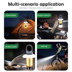 Lanterne de camping et lampe de poche rechargeables à double source lumineuse, lumière extérieure portable blanc chaud, 8 filaments de tungstène, 4 filaments de tungstène