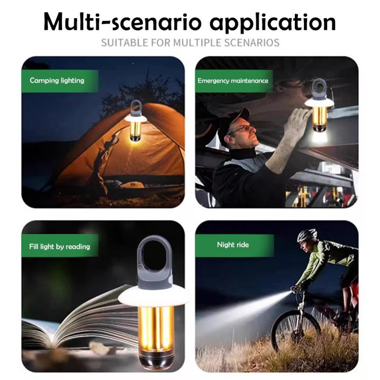 Lanterne de camping et lampe de poche rechargeables à double source lumineuse, lumière extérieure portable blanc chaud, 8 filaments de tungstène, 4 filaments de tungstène