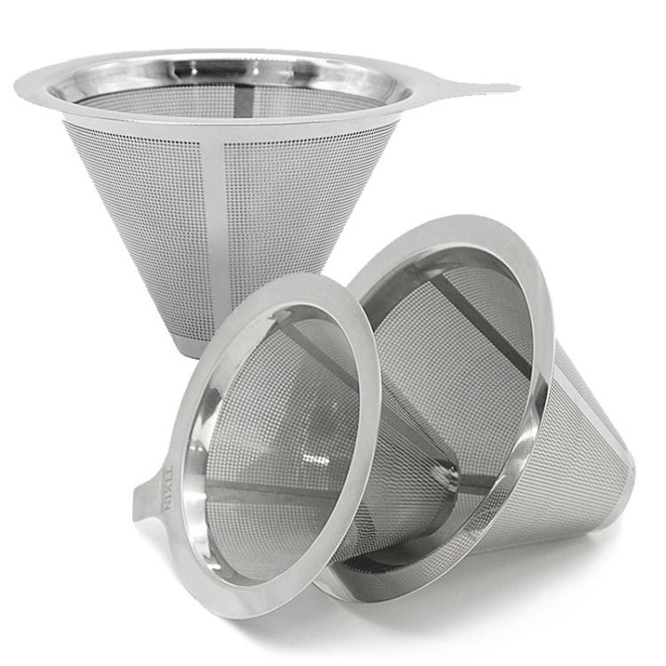 Filtre à café réutilisable en maille en acier inoxydable 304 pour cafetière à infusion lente/filtre, 1-2 tasses, 2-4 tasses, 4-6 tasses
