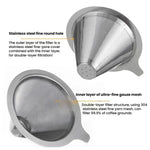 Filtre à café réutilisable en maille en acier inoxydable 304 pour cafetière à infusion lente/filtre, 1-2 tasses, 2-4 tasses, 4-6 tasses