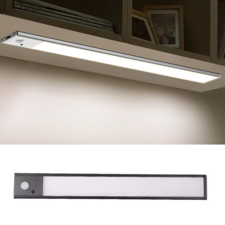 Barre lumineuse rechargeable avec capteur de mouvement pour armoire et penderie avec télécommande, 20 cm argent, 40 cm argent, 60 cm argent, 80 cm argent, 20 cm noir, 40 cm noir, 60 cm noir, 80 cm noir