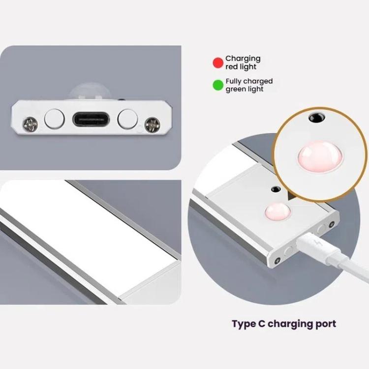Barre lumineuse rechargeable avec capteur de mouvement pour armoire et penderie avec télécommande, 20 cm argent, 40 cm argent, 60 cm argent, 80 cm argent, 20 cm noir, 40 cm noir, 60 cm noir, 80 cm noir