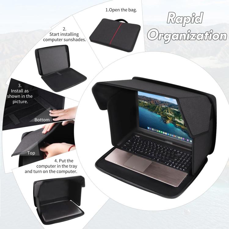 Housse de protection solaire pliable anti-éblouissement pour ordinateur portable 16 pouces, pour usage extérieur, 16 pouces