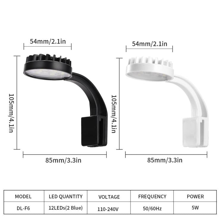 Lampe LED clip aquarium 5W bleu blanc avec 12 LEDs, mini lampe USB pour aquarium, plantes aquatiques, herbes d'eau et petits aquariums, 220V, 110V