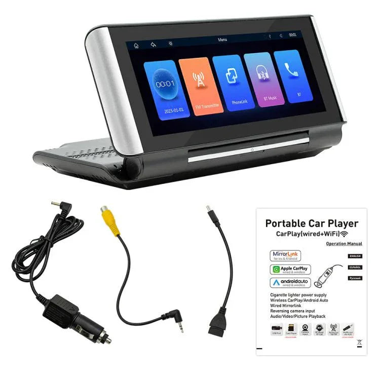 Lecteur MP5 de voiture Bluetooth pliable portable de 6,86 pouces avec prise en charge MirrorLink/CarPlay/Android Auto, B5370, B5370 + caméra de recul 4 LED, B5370 + caméra de recul 8 LED, B5370 + caméra de recul 12 LED