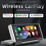 Lecteur MP5 de voiture Bluetooth pliable portable de 6,86 pouces avec prise en charge MirrorLink/CarPlay/Android Auto, B5370, B5370 + caméra de recul 4 LED, B5370 + caméra de recul 8 LED, B5370 + caméra de recul 12 LED