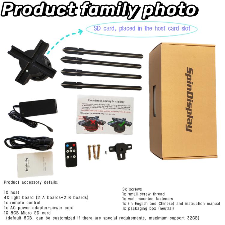 Ventilateur holographique 3D de 60 cm avec résolution 1600x720 et 720 LED, contrôle de contenu DIY via WiFi/APP, prise US, prise EU, prise UK, prise AU