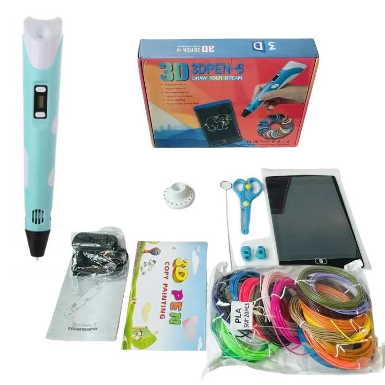 Stylo d'impression 3D portatif avec 20 couleurs de filament PLA, tapis de dessin, base, ciseaux, protège-doigts, livre d'art et accessoires, prise US, prise UK, prise EU