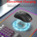 Souris de jeu sans fil tri-mode 24000 DPI, 6 modes d'éclairage RGB, rechargeable, macro programmable, noir, blanc, rose, noir avec charge sans fil, blanc avec charge sans fil, rose avec charge sans fil