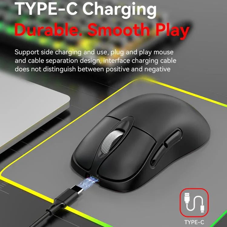Souris de jeu sans fil tri-mode 24000 DPI, 6 modes d'éclairage RGB, rechargeable, macro programmable, noir, blanc, rose, noir avec charge sans fil, blanc avec charge sans fil, rose avec charge sans fil