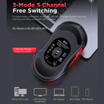 MKESPN W12 Tri-Mode 5-Channel Gaming Mouse 10-Key 10000 DPI Ambidextrous Design RGB Macro Mouse, W12 Blue, W12 Red