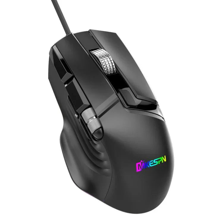 Souris de jeu filaire MKESPN X13 RGB pleine vitesse 12400 DPI 10 touches double molette de défilement balancement macro programmable, X13