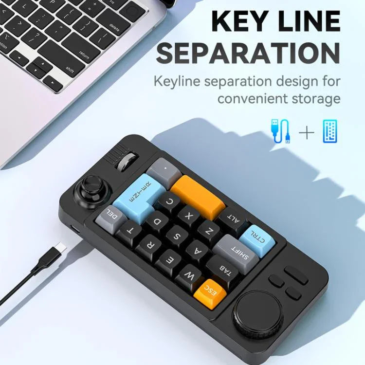 Clavier de jeu filaire USB-C MKESPN 19 touches macro programmable design échangeable à chaud avec molette de contrôle & joystick, K811 noir