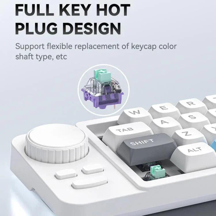 Clavier de jeu filaire USB-C MKESPN 19 touches macro programmable design échangeable à chaud avec molette de contrôle & joystick, K811 noir