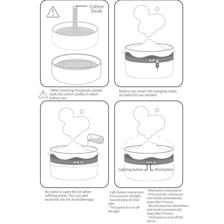 Humidificateur diffuseur d'huiles essentielles volcanique 2 L - Grande capacité - Diffuseur de brume d'aromathérapie - Réservoir d'eau à remplissage par le haut