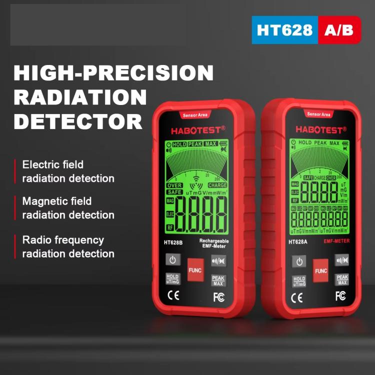 Testeur de rayonnement électromagnétique multifonction HABOTEST HT628B rechargeable, HT628B
