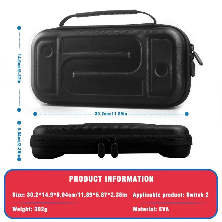 Étui de transport rigide en EVA pour Nintendo Switch 2, antichoc et anti-écrasement, pour une protection optimale lors de vos déplacements.